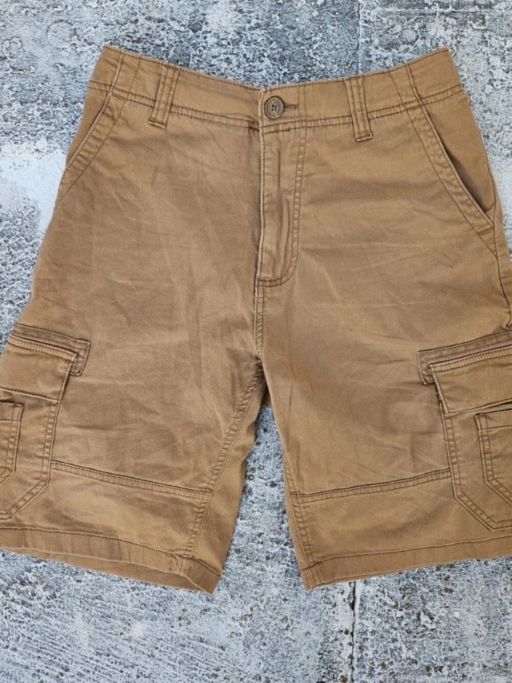 Sun + Stone Men Shorts Cotton Cargo Camel Brown Shorts Size 29